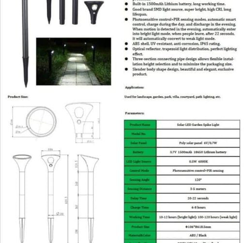 Solar Sensor Bollard Garden Light