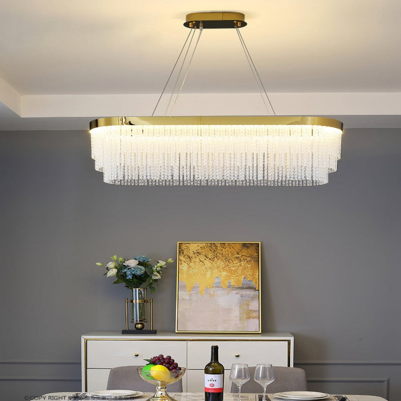 Modern Crytsal Strips Rectangular Chandelier