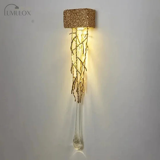 Tamara – Vintage Crystal Gold Water Drop Glass Wall Lamp
