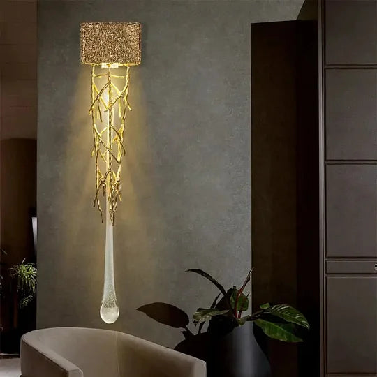 Tamara – Vintage Crystal Gold Water Drop Glass Wall Lamp