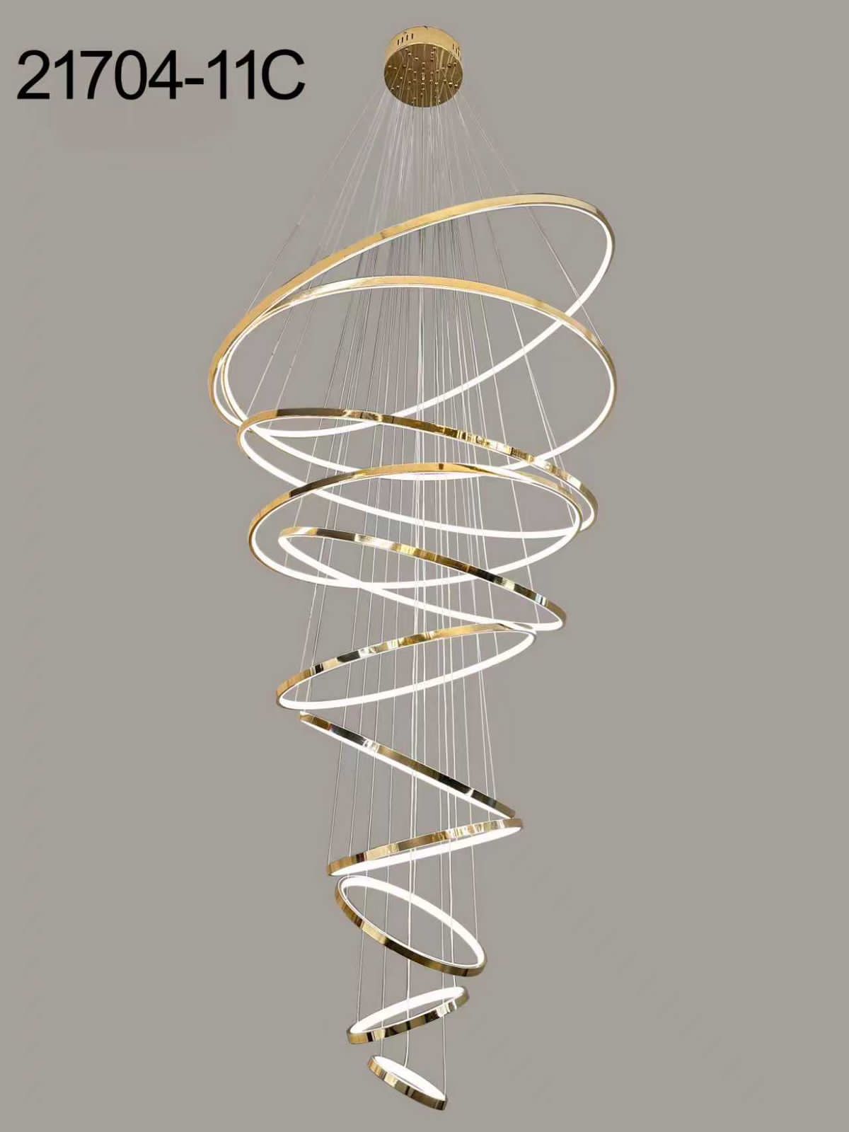 Modern 11 Rings Gold Lobby Chandelier