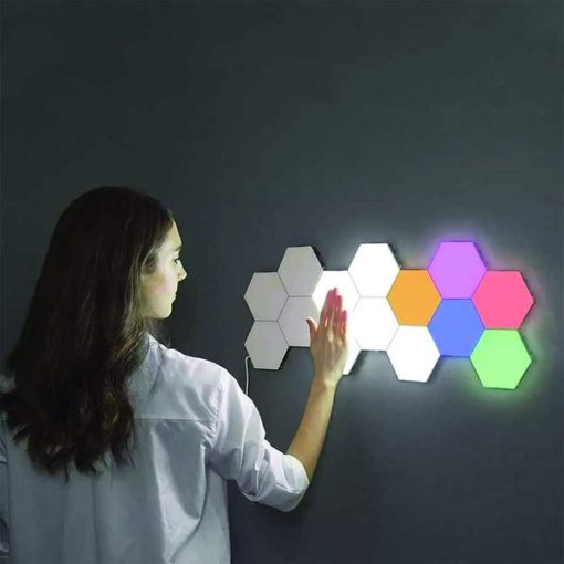 RGB Quantum Touch Light Hexagonal Wall Light