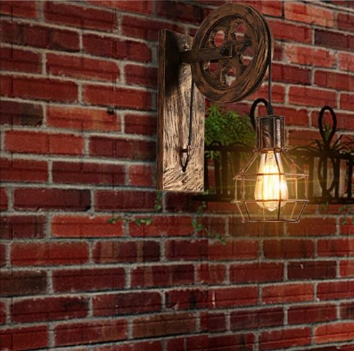 Loft Retro Wheel Arm Wall Light