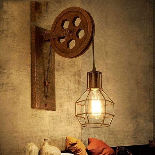 Loft Retro Wheel Arm Wall Light