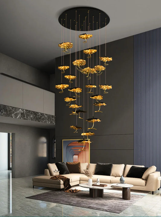 Modern Lotus Staircase LED Chandelier (25 lotus leaf)