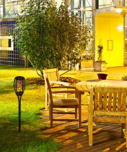 Solar Bollard Fire Flicking Garden Light