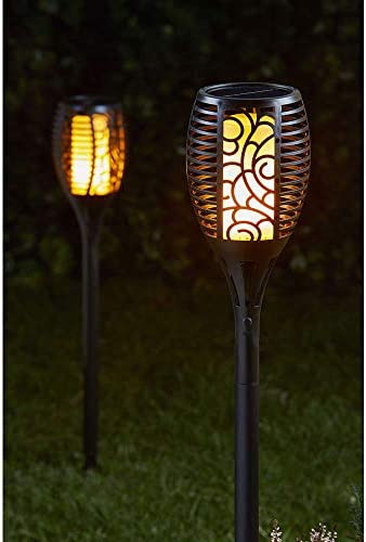 Solar Bollard Fire Flicking Garden Light