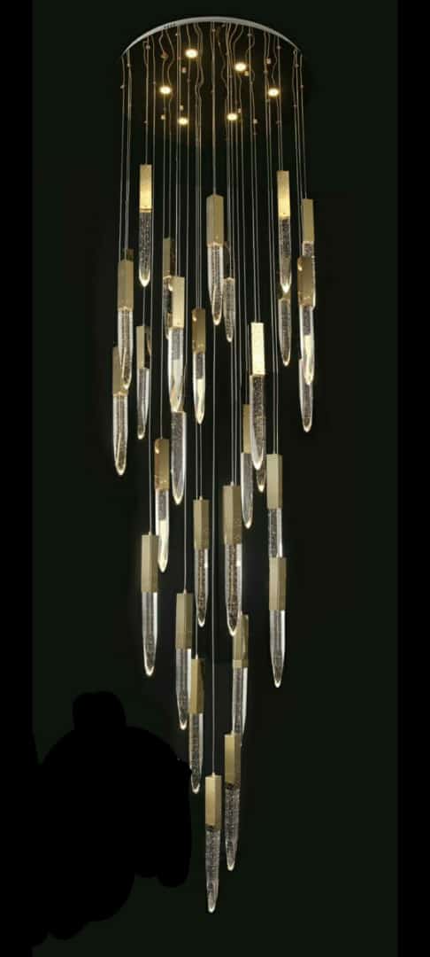 25 Light Gold Modern Crystal Raindrop Chandelier