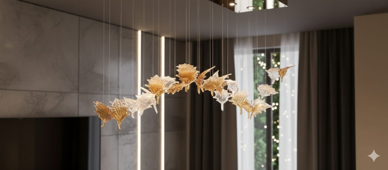 Modern Maple Leaf Crystal Chandelier