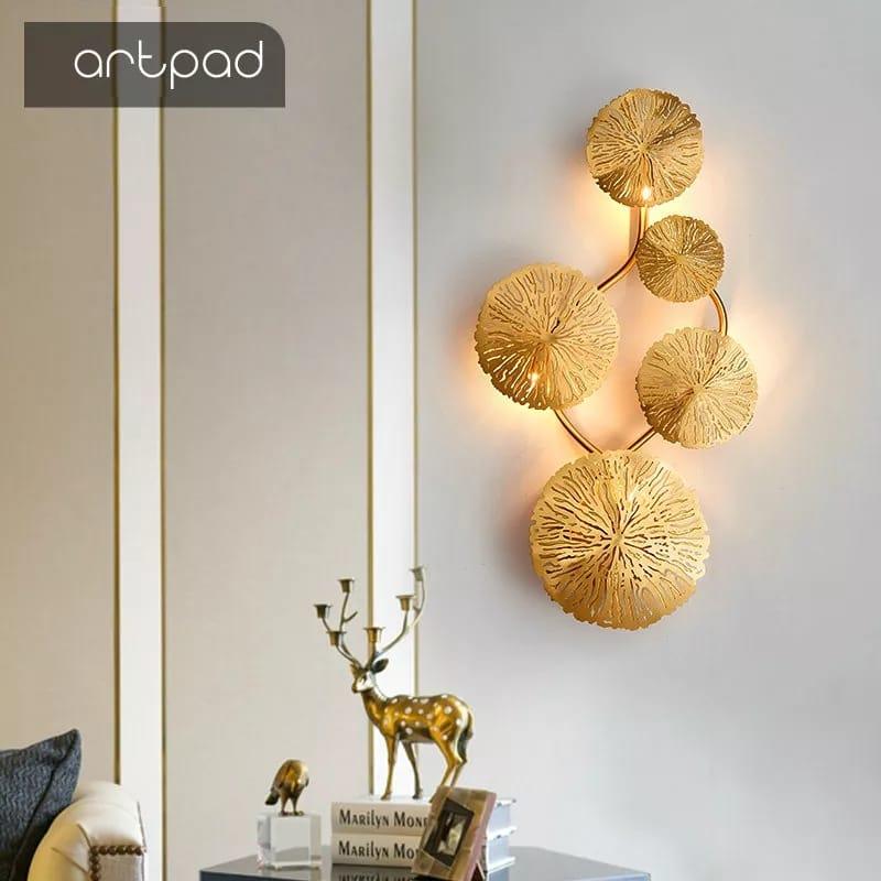 Artpad Lotus Leaf Gold Led Wall Lamp