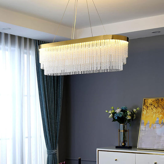 Modern Crytsal Strips Rectangular Chandelier