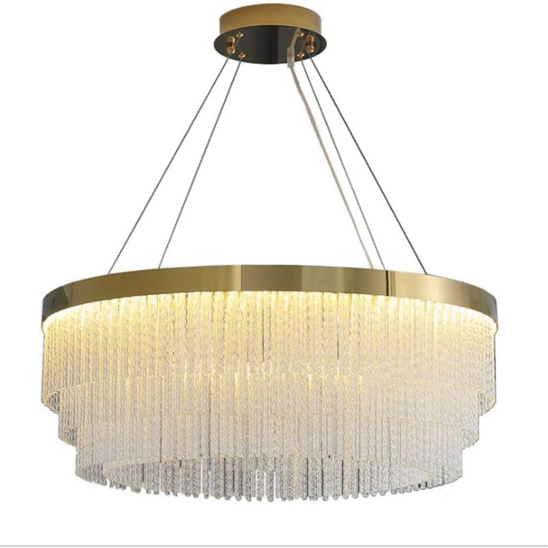 Modern Crystal Strips Round Chandelier