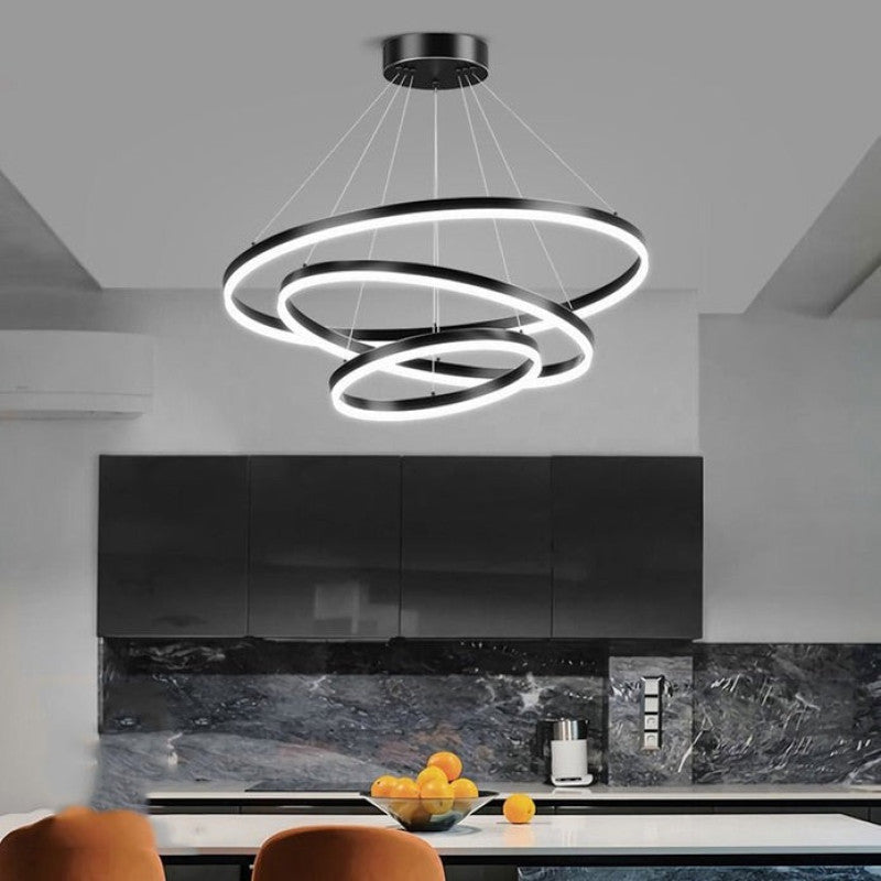 3 Rings Modern Black  LED Chandelier