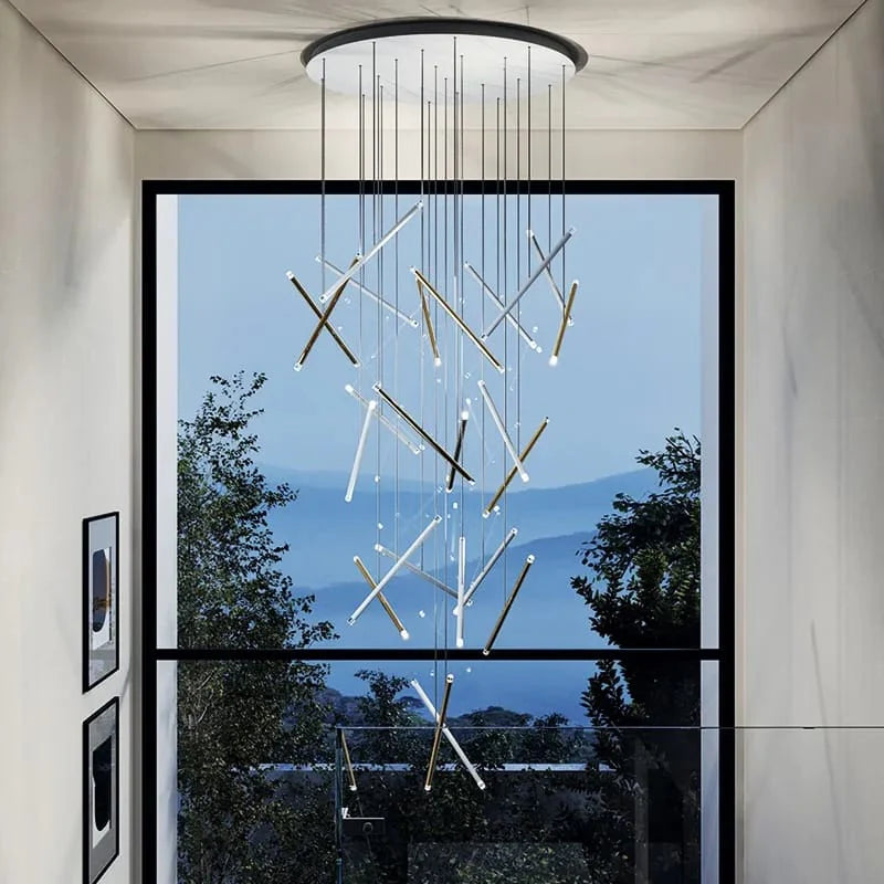 Modern Hanging Rods Lobby Chandelier ( 25 Lights)
