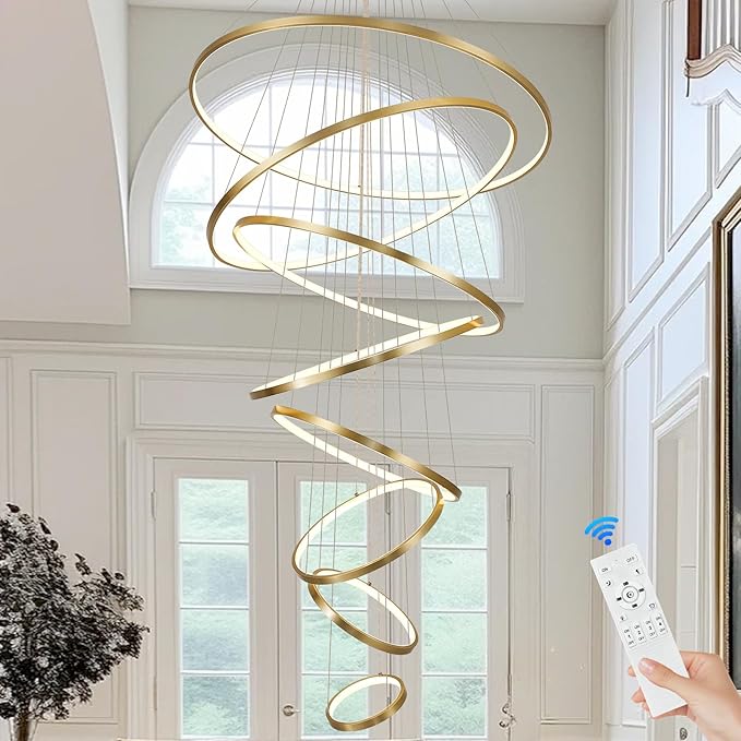 Modern 11 Rings Gold Lobby Chandelier