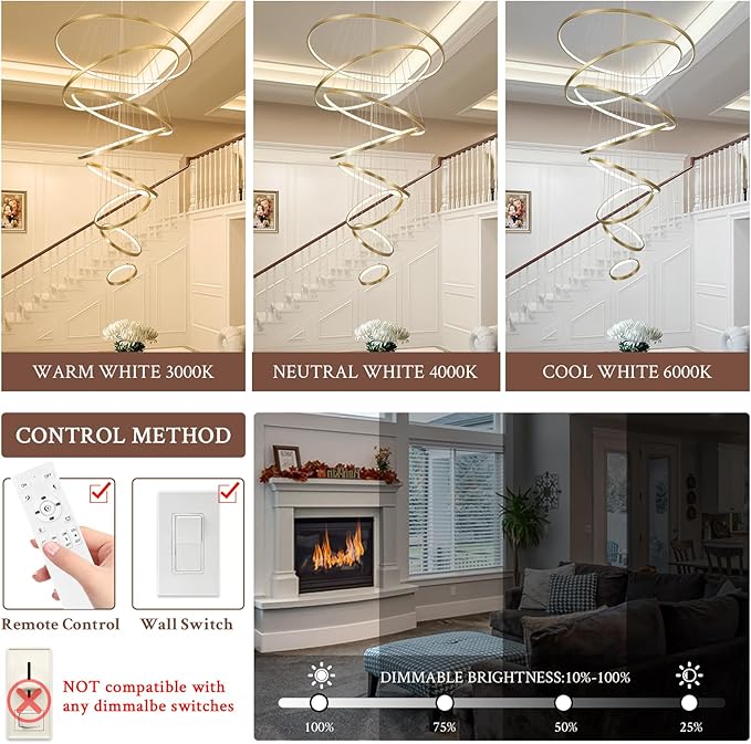 Modern 11 Rings Gold Lobby Chandelier