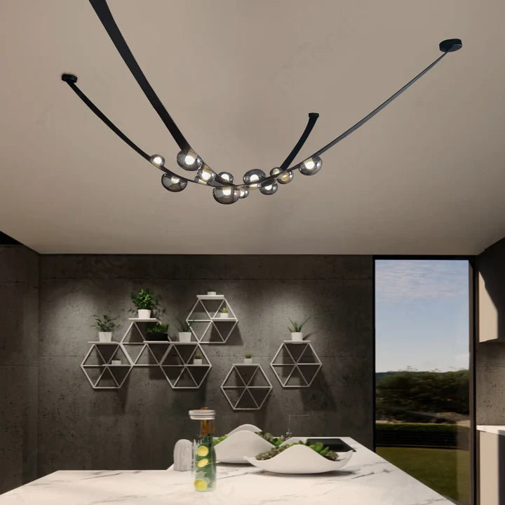 Black Leather Belt Smokey Glass Chandelier