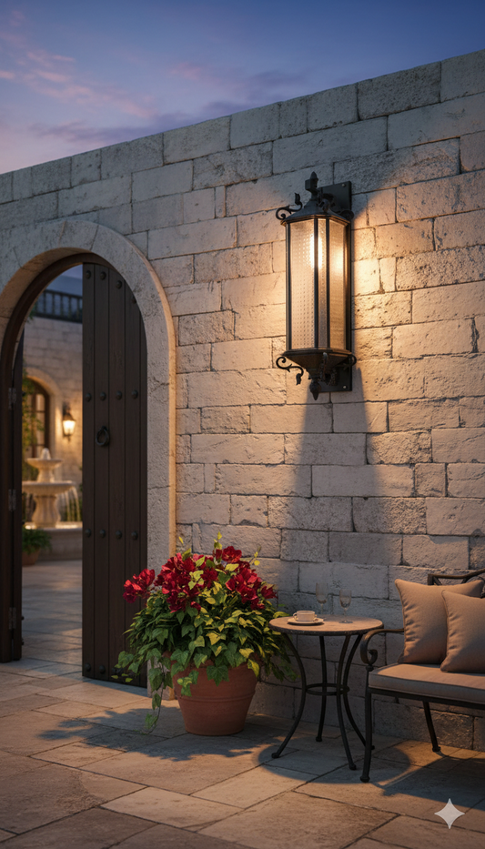 Spanish Revival Vintage Brass Wall Lantern