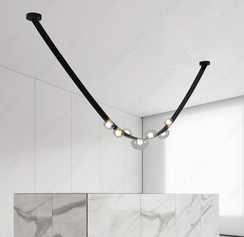 Black Leather Belt Smokey Glass Chandelier