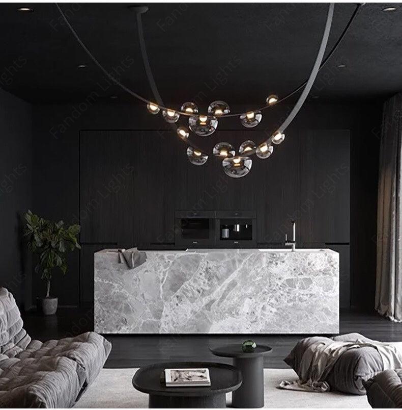 Black Leather Belt Smokey Glass Chandelier
