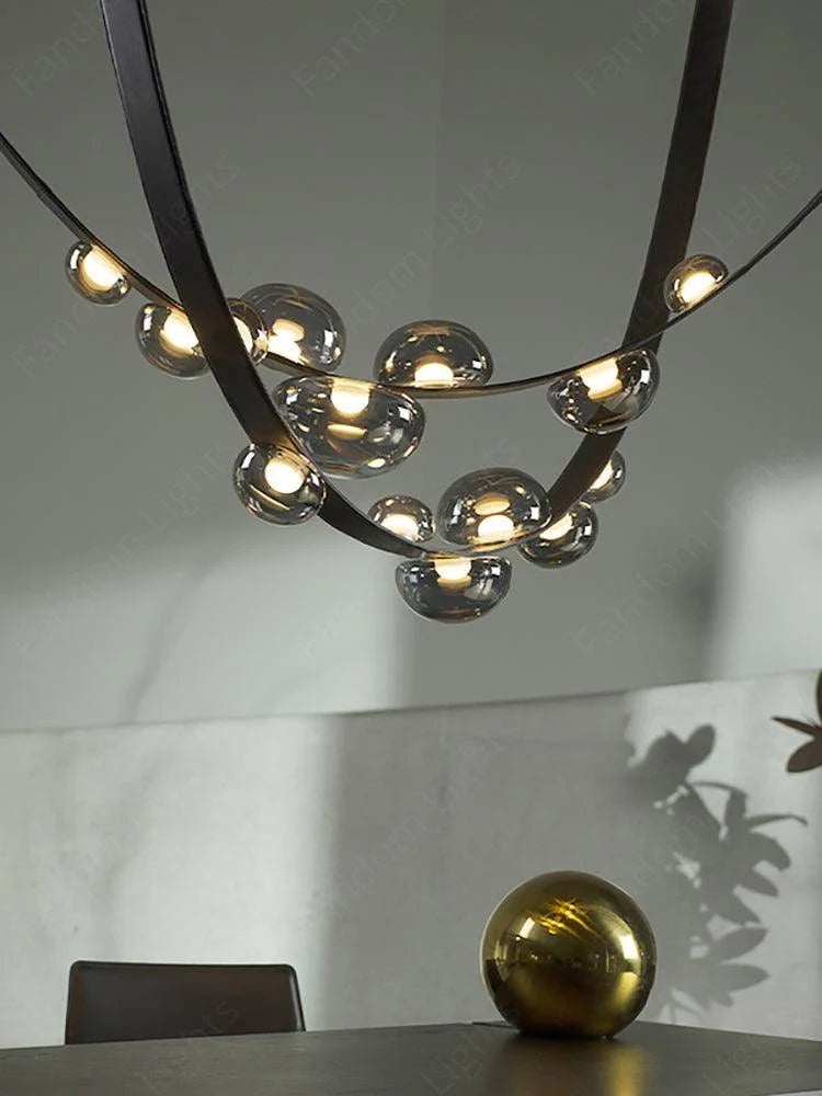 Black Leather Belt Smokey Glass Chandelier