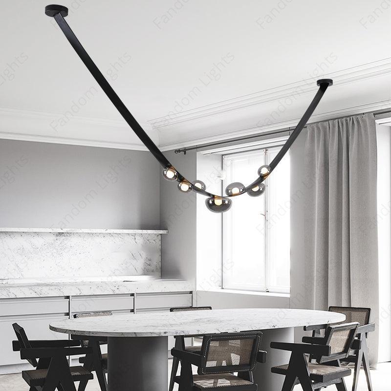 Black Leather Belt Smokey Glass Chandelier