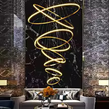 Modern 11 Rings Gold Lobby Chandelier