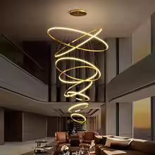 Modern 11 Rings Gold Lobby Chandelier