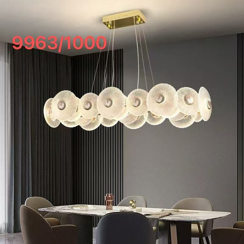 Post Modern Luxury Rectangular Disc Chandelier