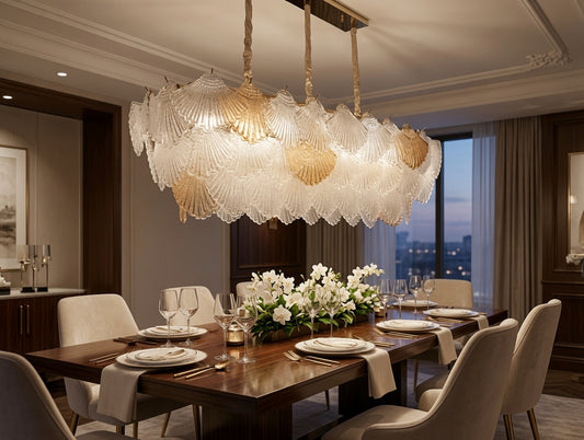 Rectangular Crystal Shell Chandelier
