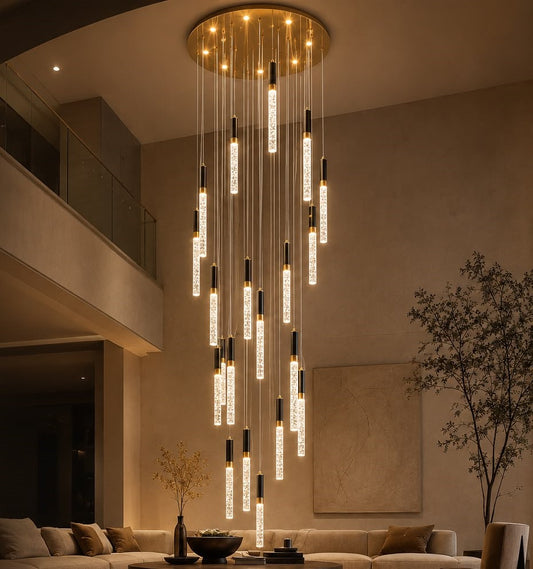 25 Light Gold Modern Crystal Raindrop Chandelier