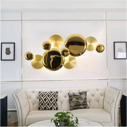 Luxury Gold Disc Long Wall Light