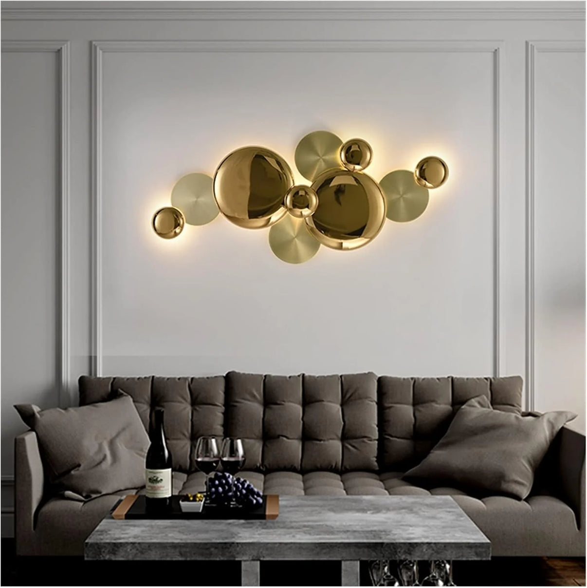 Luxury Gold Disc Long Wall Light