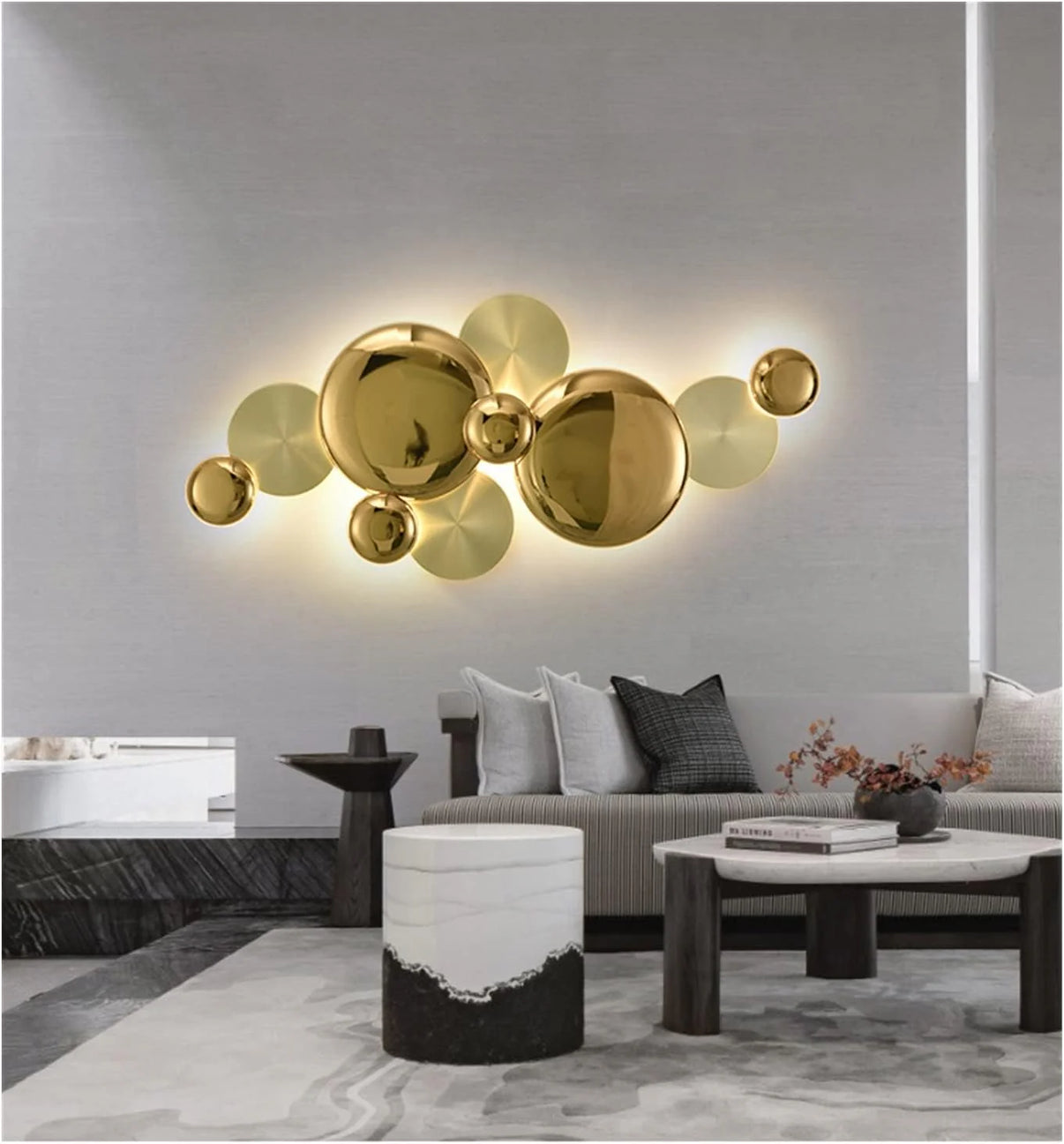 Luxury Gold Disc Long Wall Light