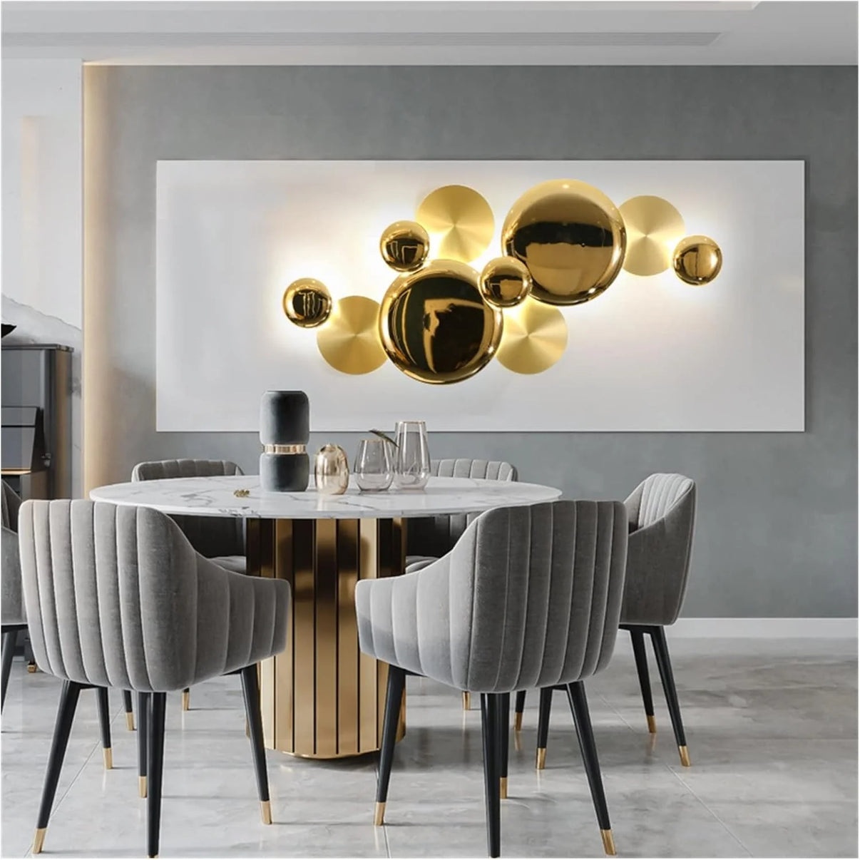 Luxury Gold Disc Long Wall Light