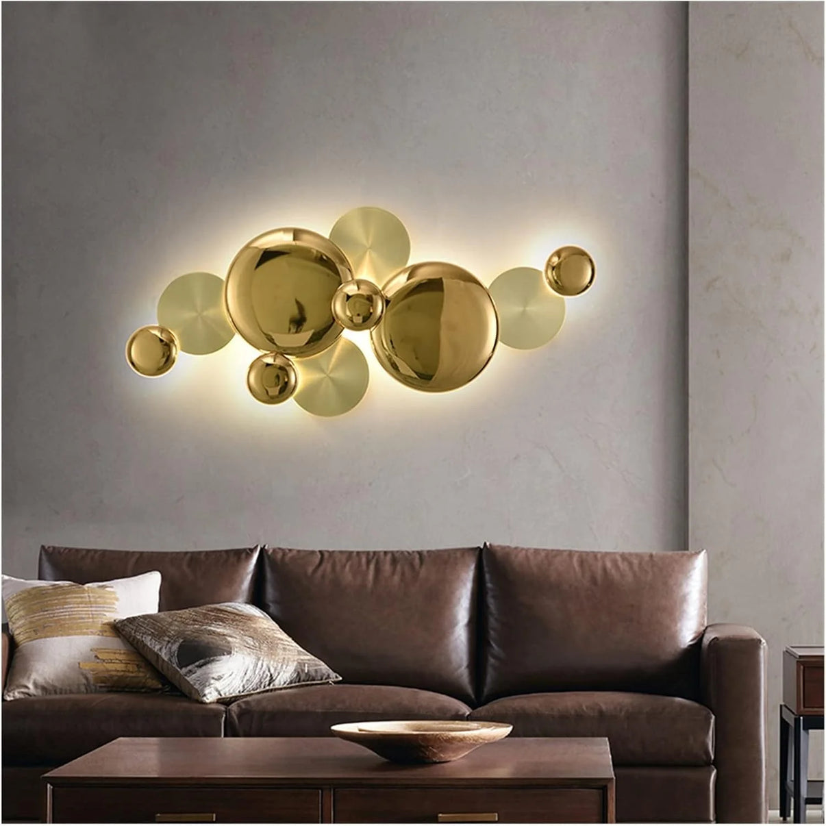 Luxury Gold Disc Long Wall Light